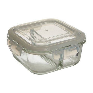 Freska 2 Section Square Glass Container With Lid 800 Ml