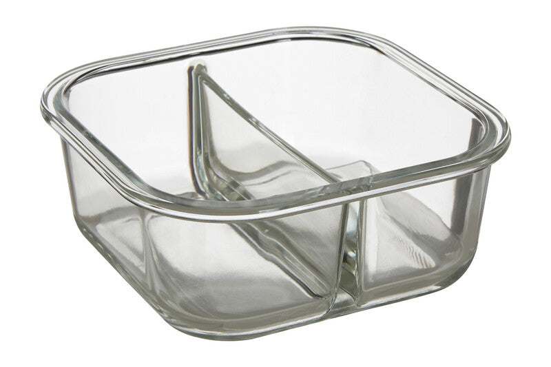 Freska 2 Section Square Glass Container With Lid 800 Ml