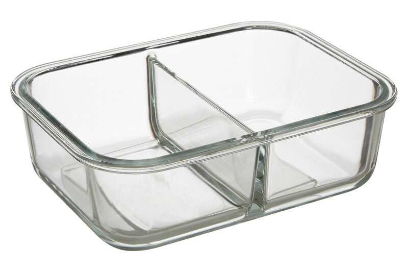 Freska 2 Section Rectangular Glass Container With Lid 1520 Ml