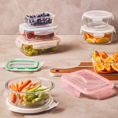 Freska 2 Section Round Glass Container With Lid 950 Ml