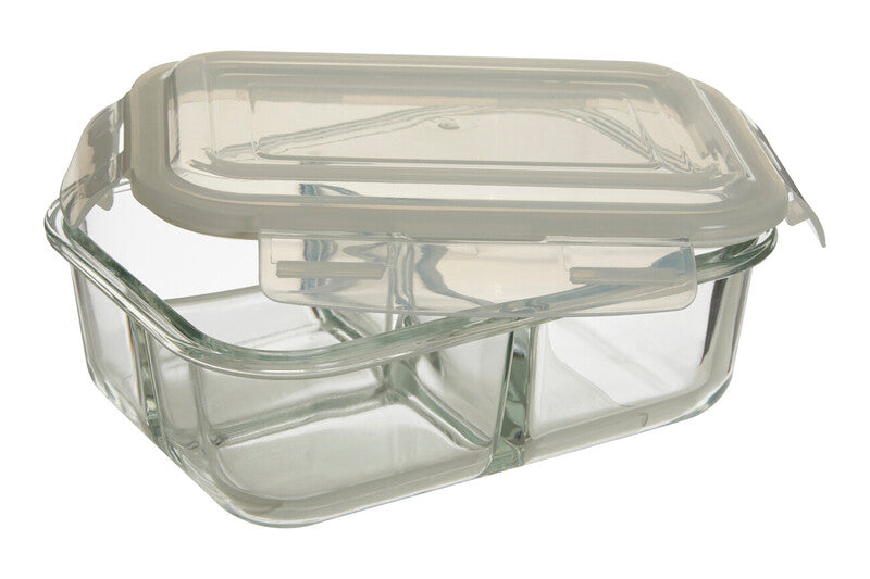 Freska 3 Section Rectangular Glass Container With Lid 1040 Ml