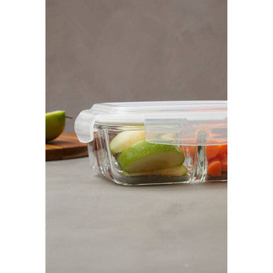 3 Section Rectangular Glass Container with Lid 1040 Ml | Freska