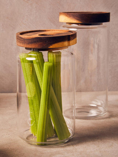 Freska Glass Storage Jar with Acacia Wood Lid 800ml
