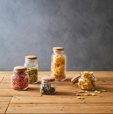 Luca Square 1550Ml Glass Jar With Wooden Lid
