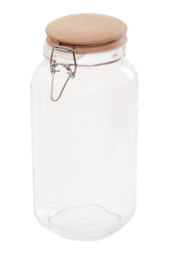 Luca Square 2150Ml Glass Jar With Wooden Lid