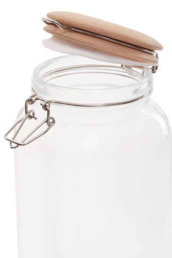 Luca Square 2150Ml Glass Jar With Wooden Lid