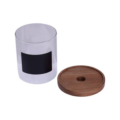Tromso Glass Storage Jar with Acacia Lid and Chalkboard 750 ml