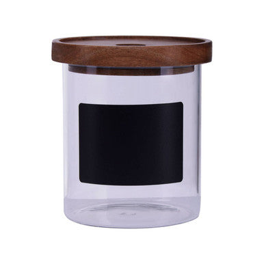 Glass Storage Jar with Acacia Lid and Chalkboard 750 Ml | Tromso
