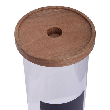 Glass Storage Jar with Acacia Lid and Chalkboard 1300 Ml | Tromso