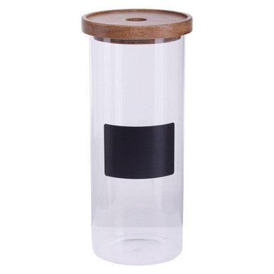 Tromso Glass Storage Jar with Acacia Lid and Chalkboard 1800 ml