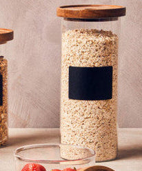 Tromso Glass Storage Jar with Acacia Lid and Chalkboard 1800 ml