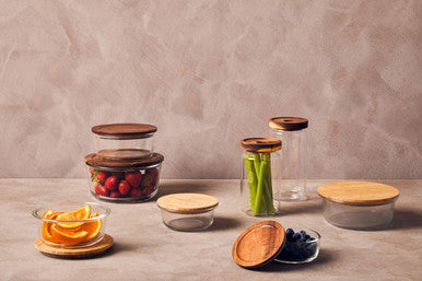 Freska 300Ml Glass Container With Acacia Lid