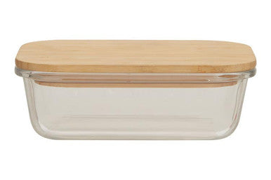 Freska 640Ml Glass Container With Bamboo Lid
