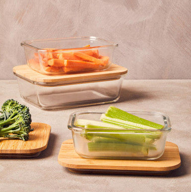 Freska Glass Container with Bamboo Lid 1040ml