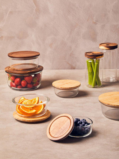 Freska 400Ml Glass Container With Bamboo Lid