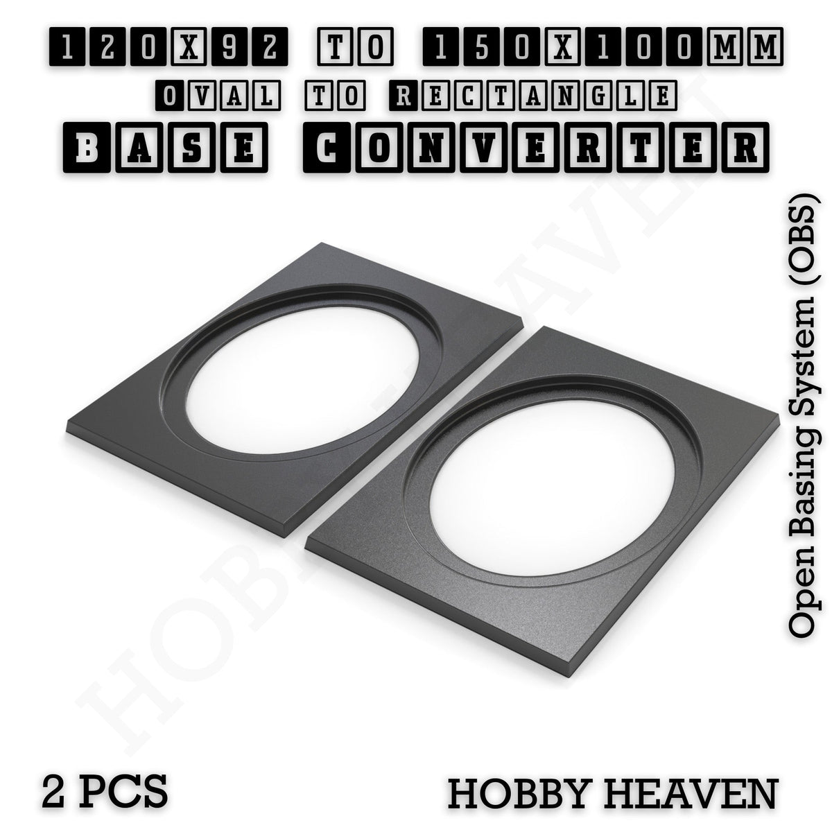 Oval to Rectangle Base Converters 3D Print Full Range