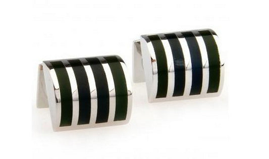 black and silver striped cufflinks