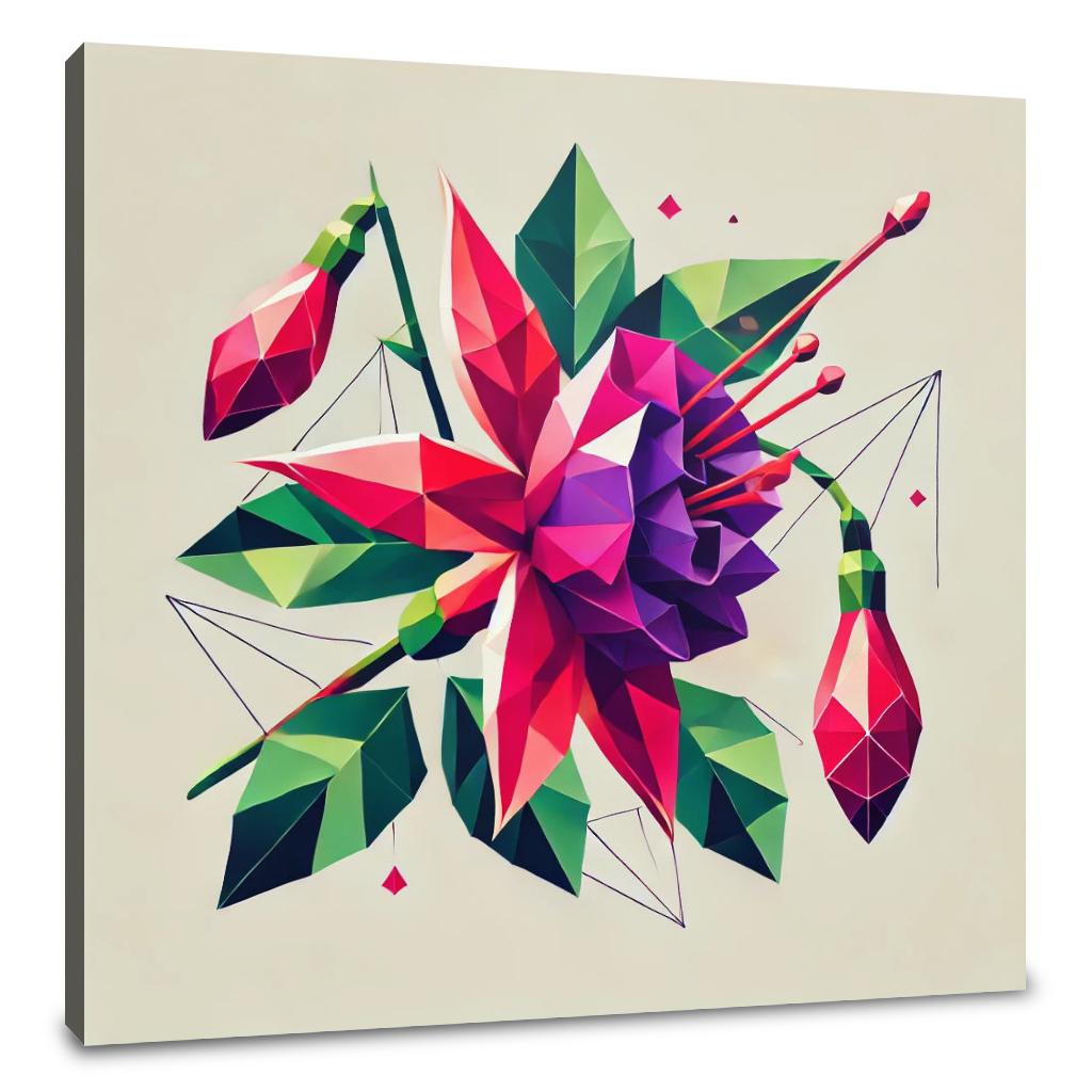 Geometric Fuchsia Blossom Canvas