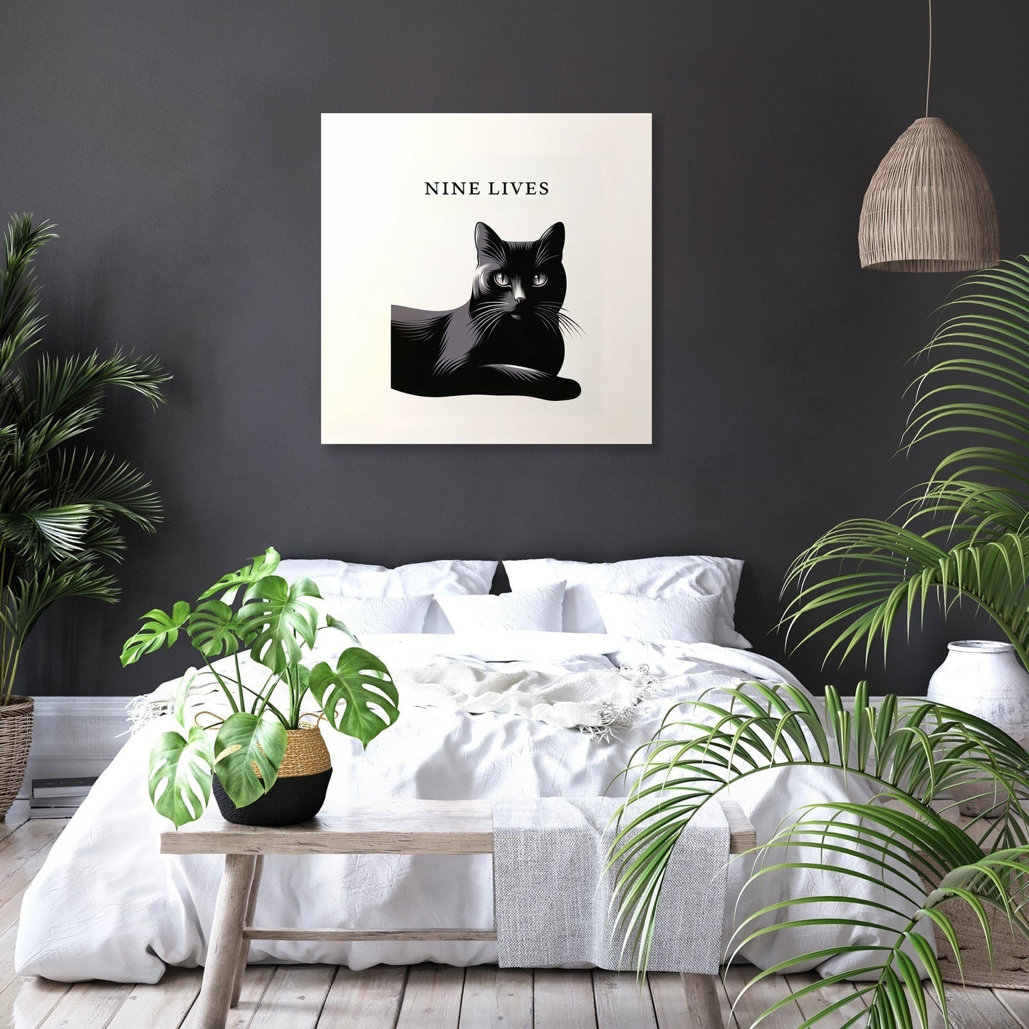 Mysterious Black Cat Canvas
