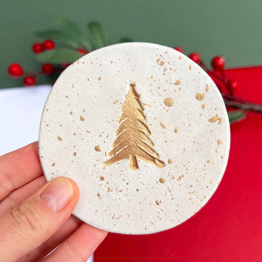 Gold Christmas Tree Coasters