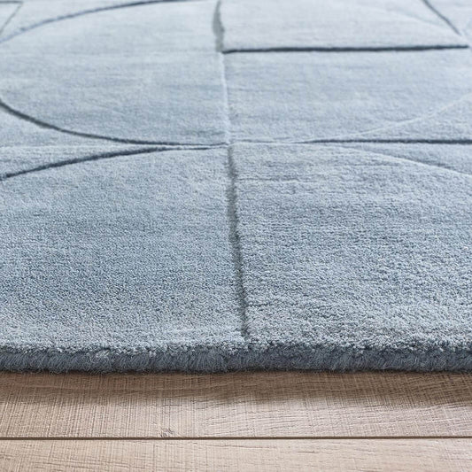 Penny Duck Egg Blue Geometric Wool Rug