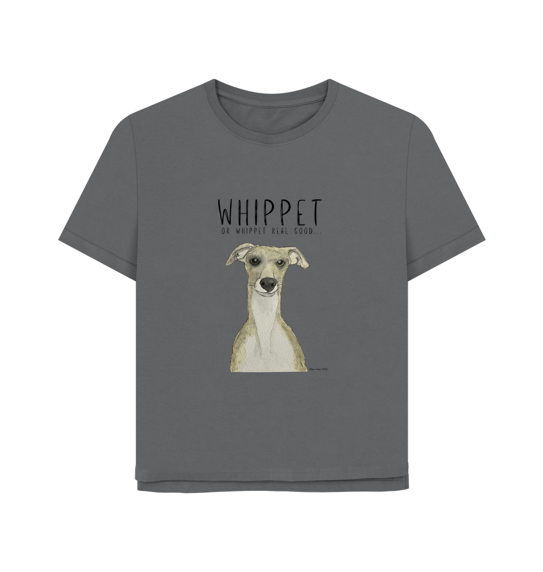 Whippet-Inspired Women’s Relaxed Fit T-Shirt: Ethical, Stylish & Zoomie-Approved!