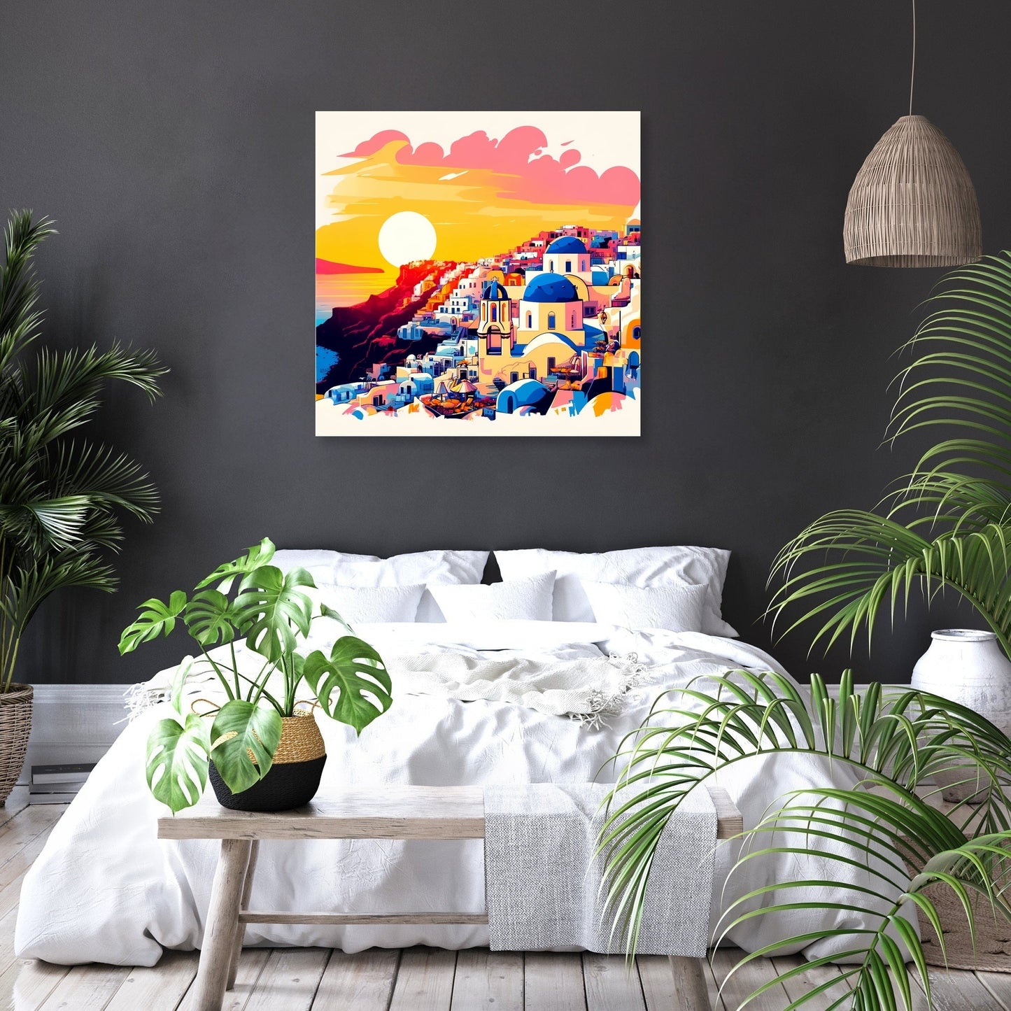 Santorini Sunset Splendor Canvas