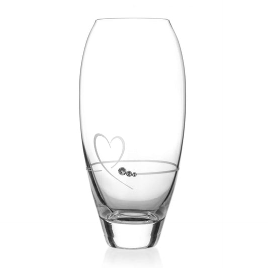 Diamante Petit Vase with Heart Design - 18cm - In Gift Box