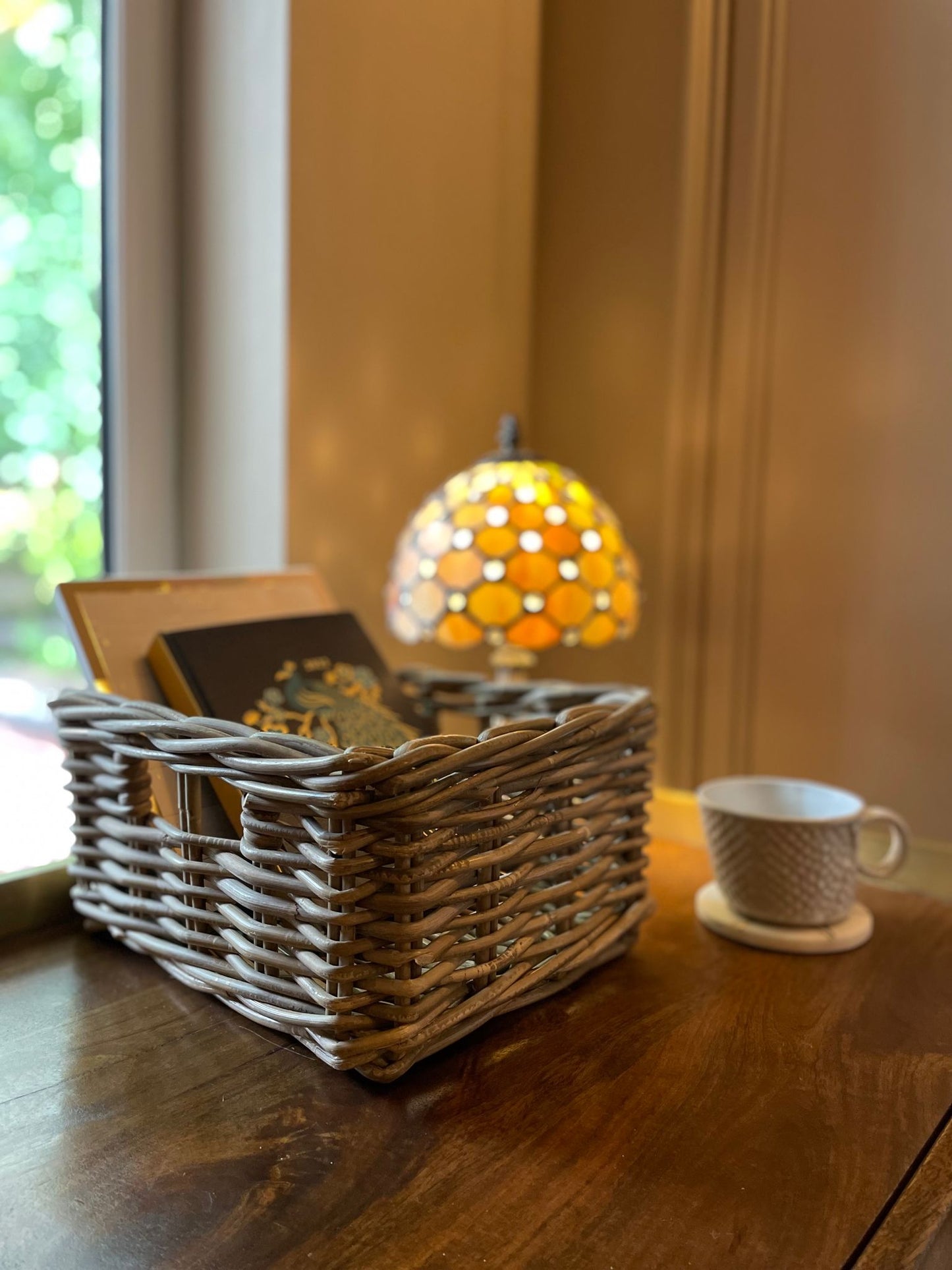 Set of 4 Rectangular Kubu Rattan Storage Baskets