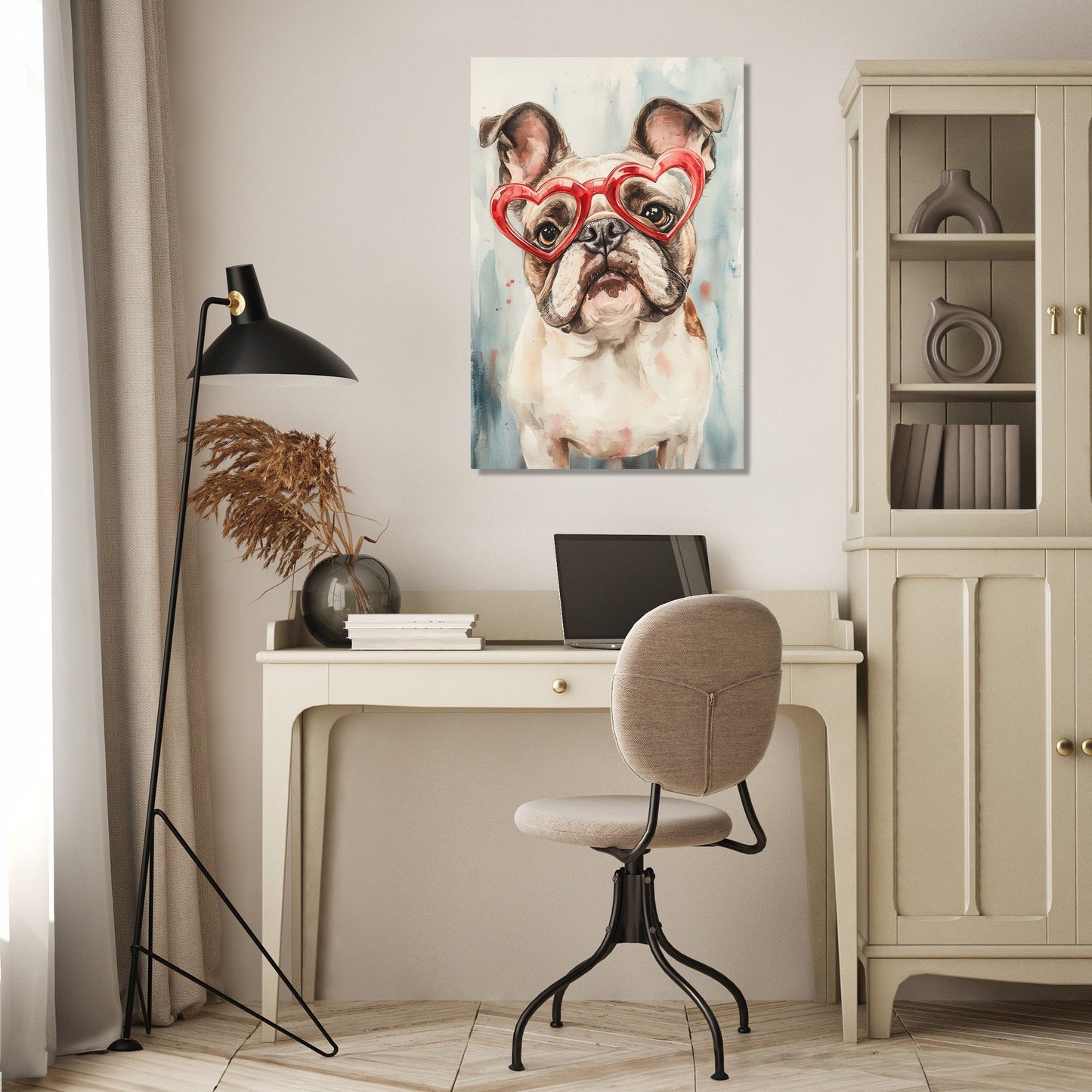 Red-Hearted Bulldog Canvas