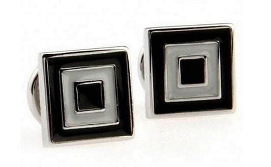 black and white squared design cufflinks