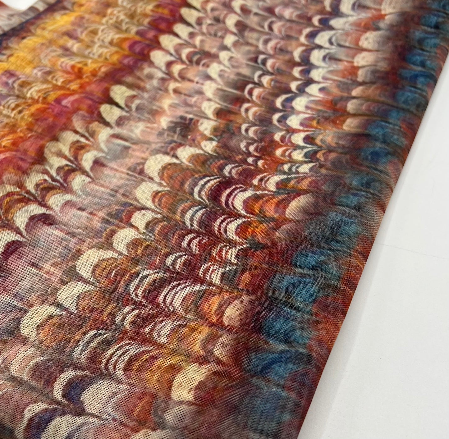 Feather Colourful Stripe Print Mesh Fabric Stretch