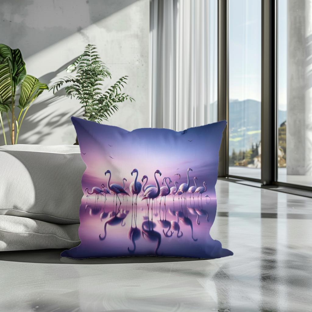Twilight Flamingo Cotton Cushion