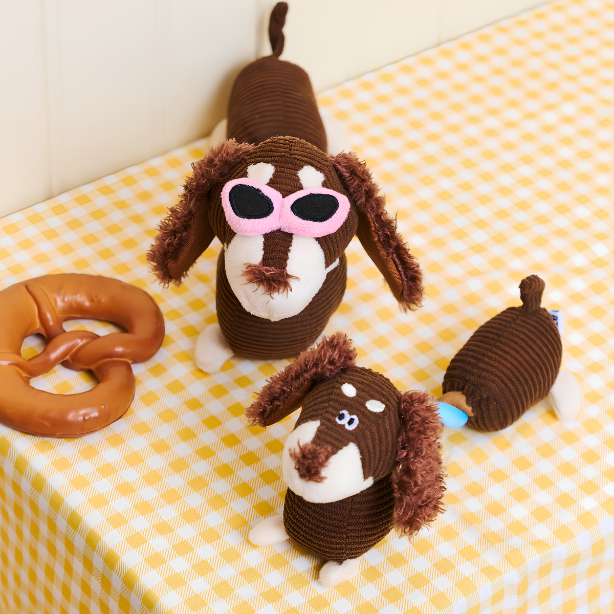 zeze Monica Rope Toy (Small) — Corduroy Plush Dog Toy with Squeaker and Rope