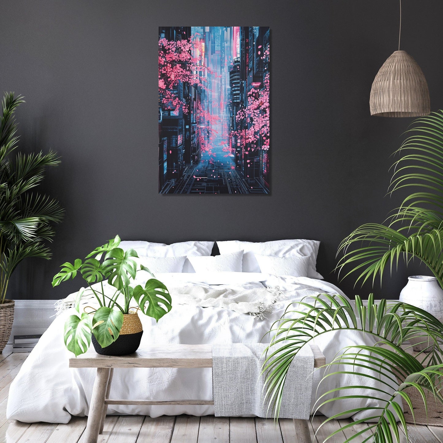 Neon Cyberspace Canvas