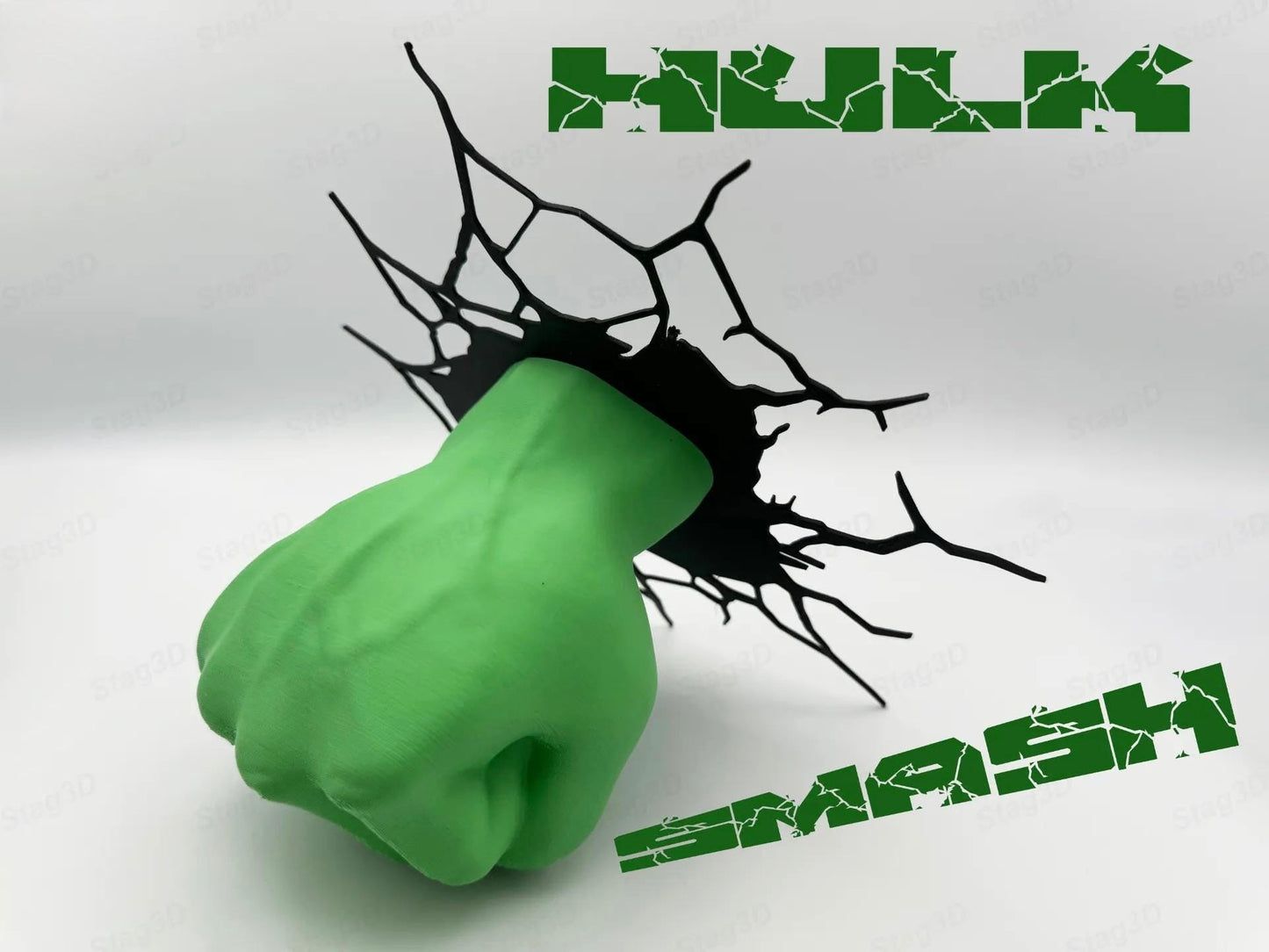 Hulk Smash Wall Decor | 3D Wall Art | Superhero Room Decor | Hulk Fist Wall Mount | Magnetic Mount | Green