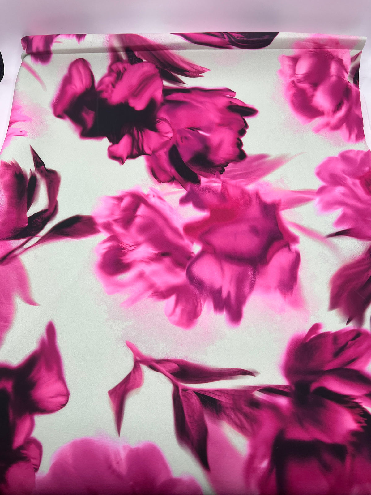 Pink Floral Scuba Foam 3D Mono Jersey Fabric 2 Way Stretch