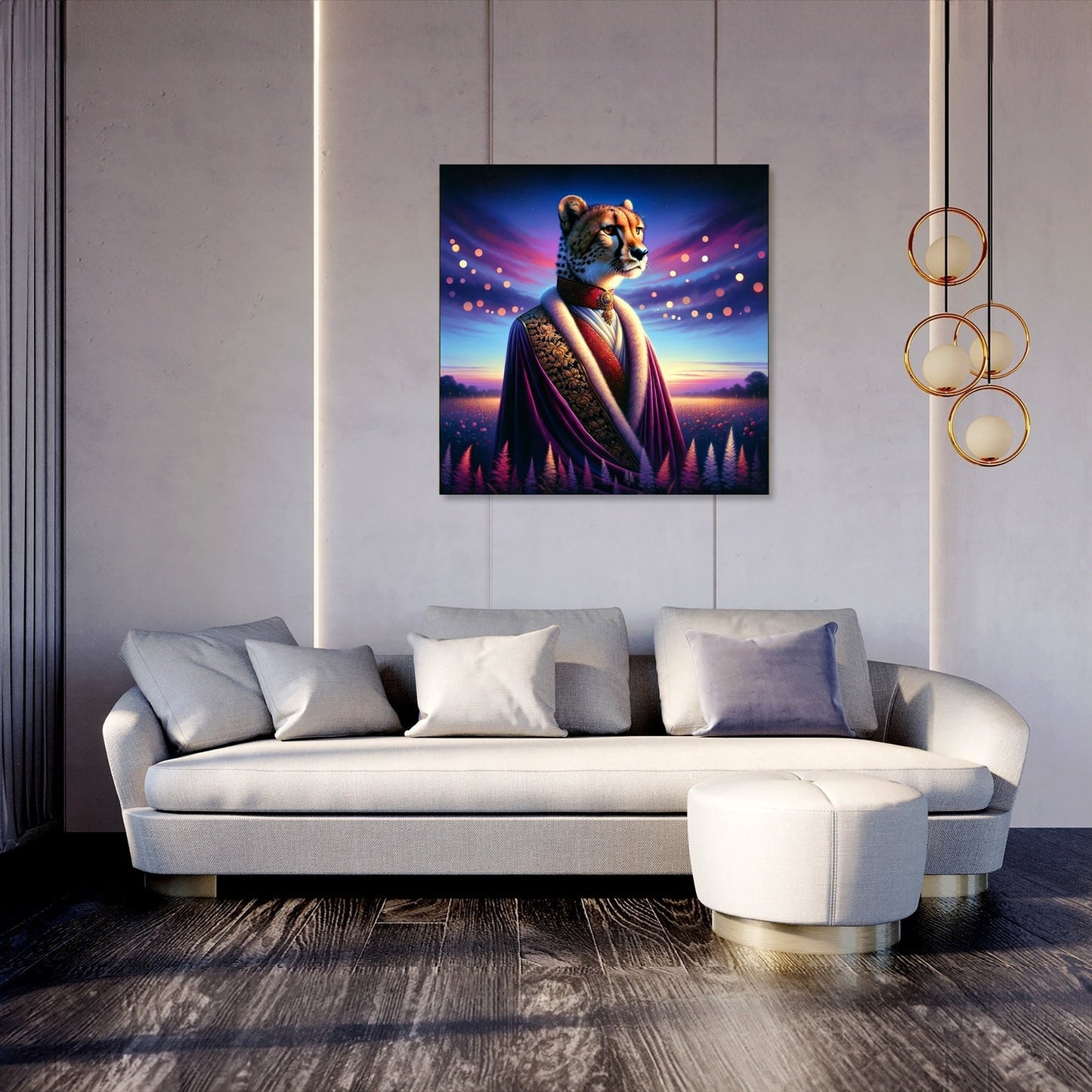 Regal Cheetah Dusk Royalty Canvas