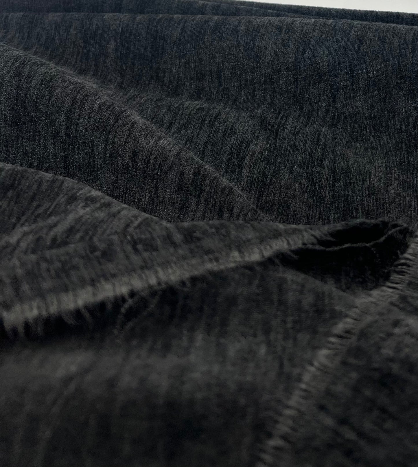 Black Wool Poly Blend Flannel Non Stretch Fabric