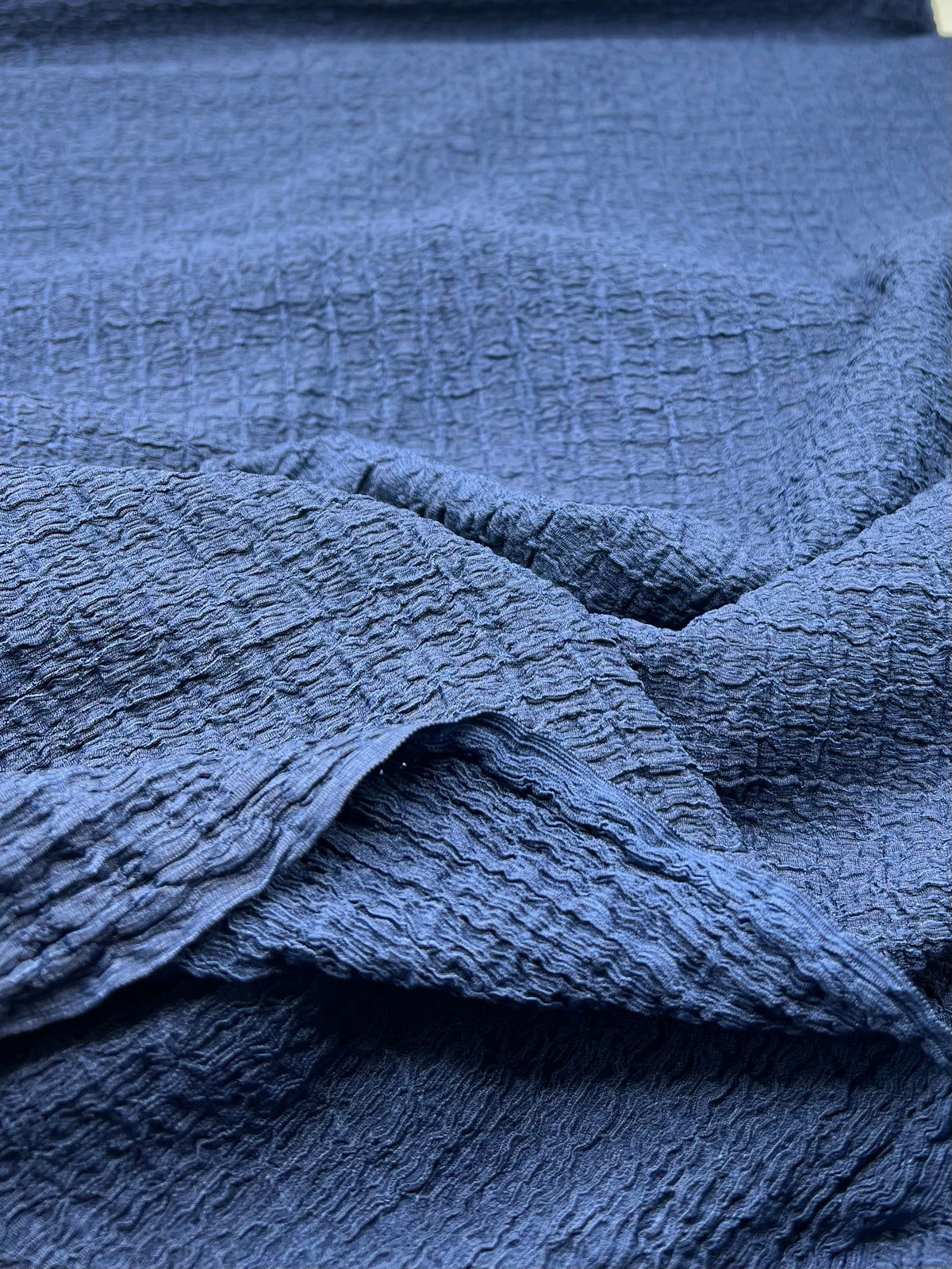 Navy Nacho Soft Textured Stretch Fabric
