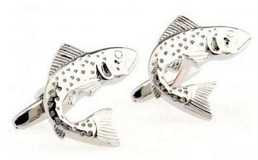 silver fish design cufflinks