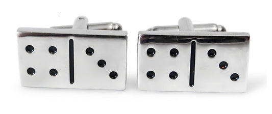 silver style domino cufflinks
