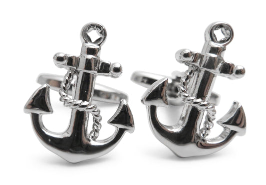 silver nautical anchor cufflinks