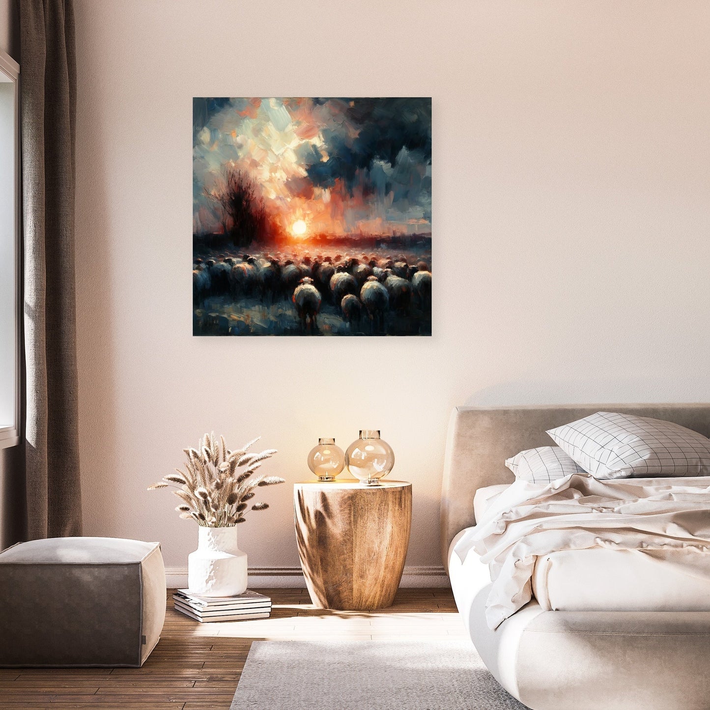 Dusk Silhouettes Sheep Canvas