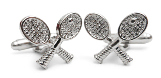 silver tennis racket cufflinks