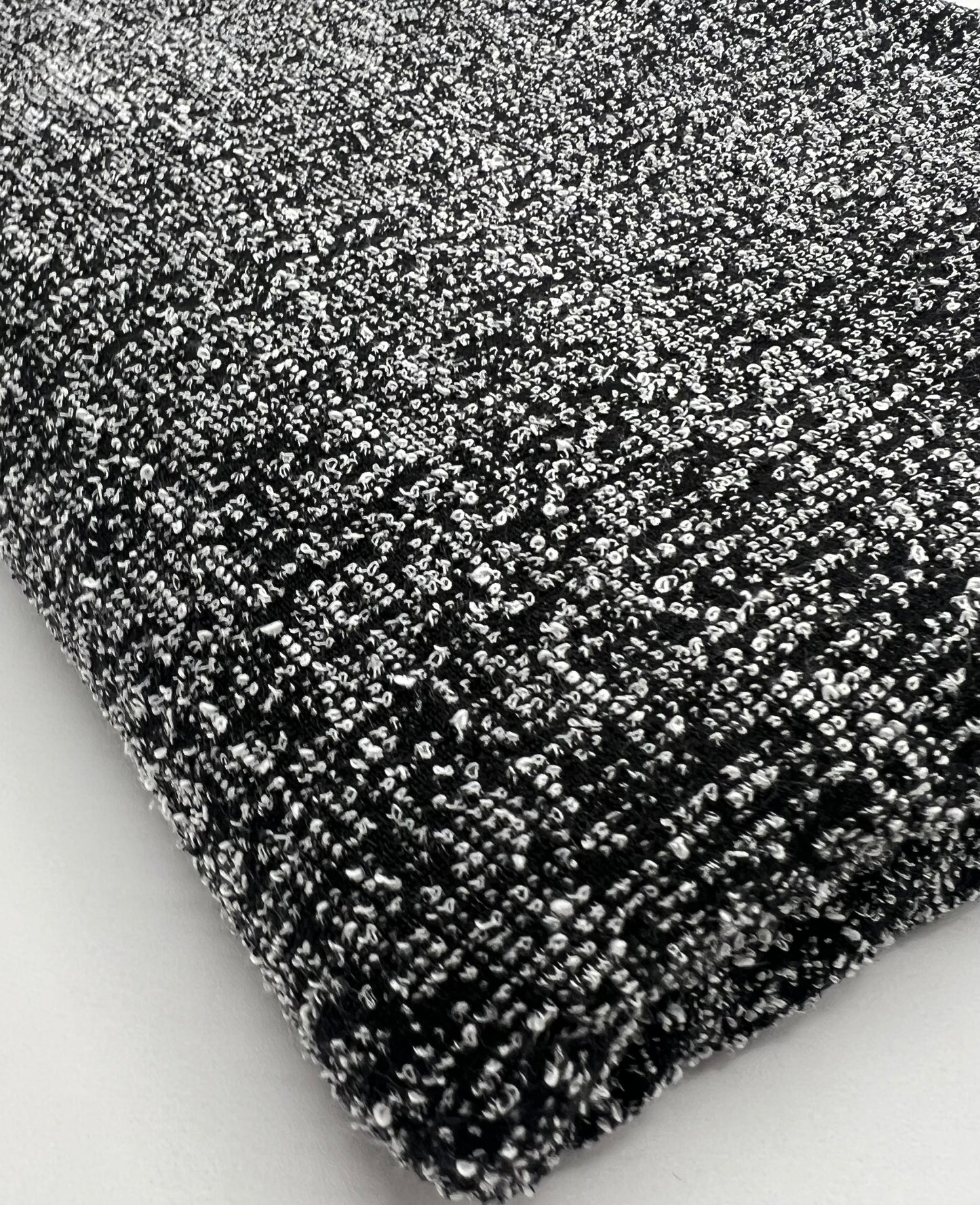 Black Grey Slubbed Knit Textured Stretch Fabric