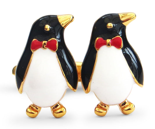 gold style penguin cufflinks