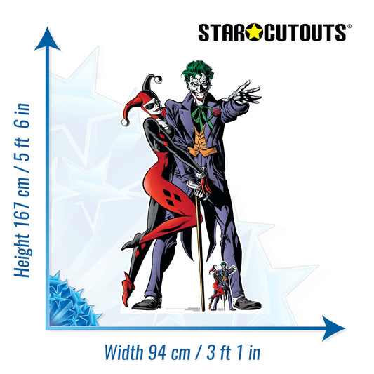 SC1370 Harley Quinn and The Joker Classic Comic Couple Double Cutout Cardboard Cut Out Height 167cm