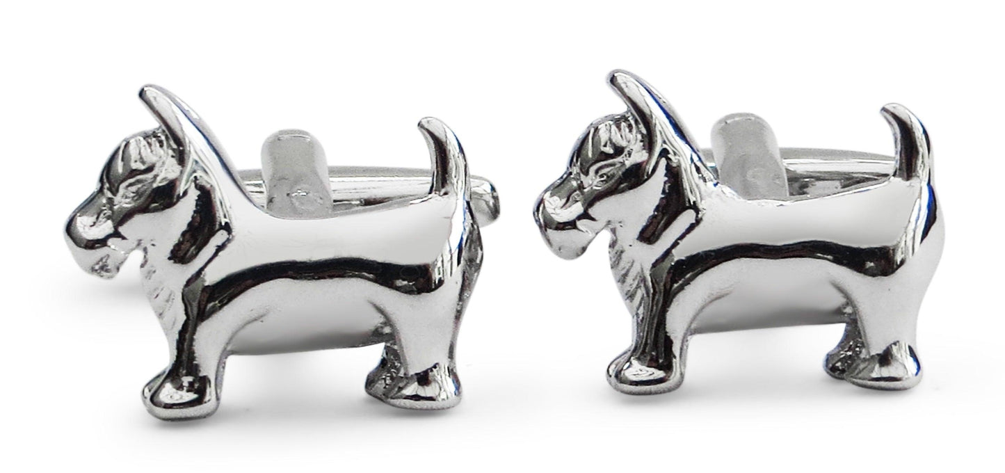 silver style dog cufflinks