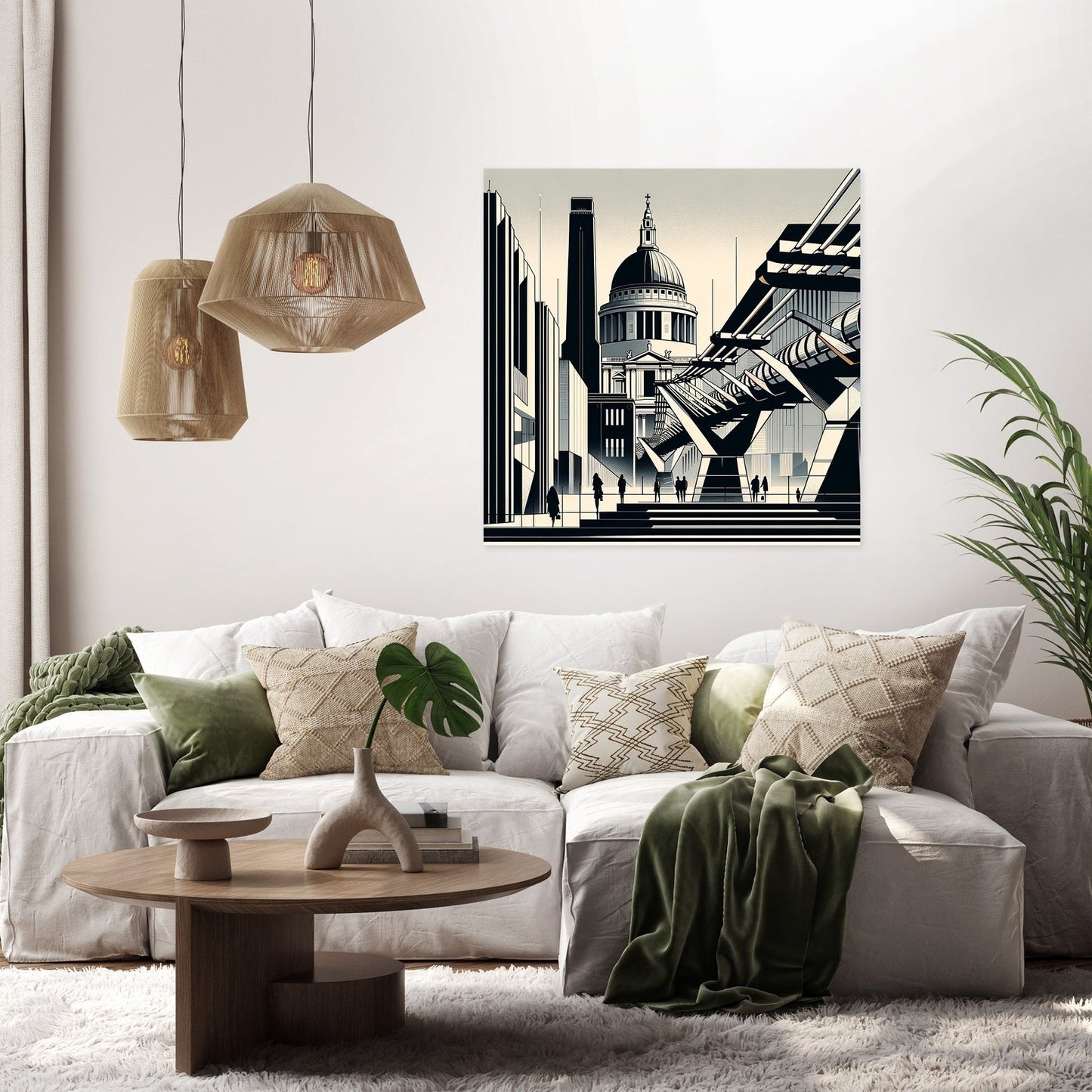 London Tate Modern and Millennium Bridge Modernist Canvas